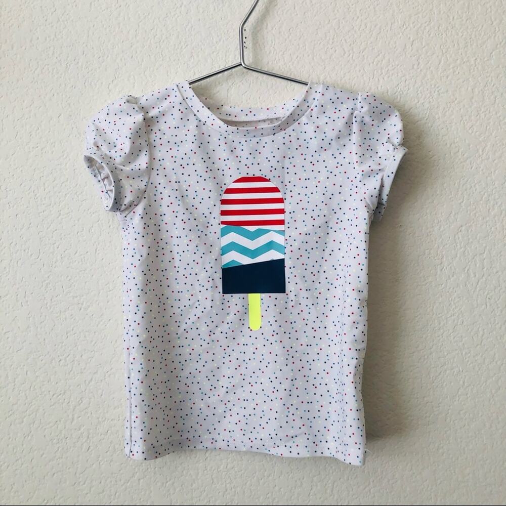 Cat & Jack red white blue dot print popsicle short sleeve rashguard swim top